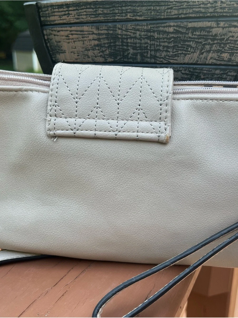 Jessica Simpson Taupe Chevron Wristlet/ Crossbody/Clutch with Gold accents.